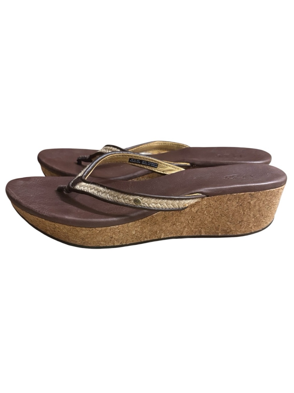 UGG Azure Cork Wedge Platform Thong Sandals in Brown Size 9 — SUMMER PERFECTION!